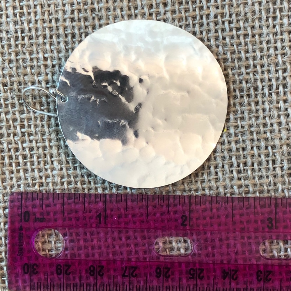 Silpada Sterling Silver .925 Large Wavy Moonglow Circle Disc Earrings - Picture 2 of 3